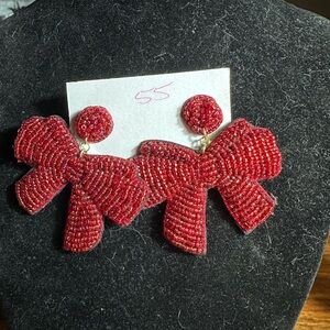 Chic Red Bow Earrings